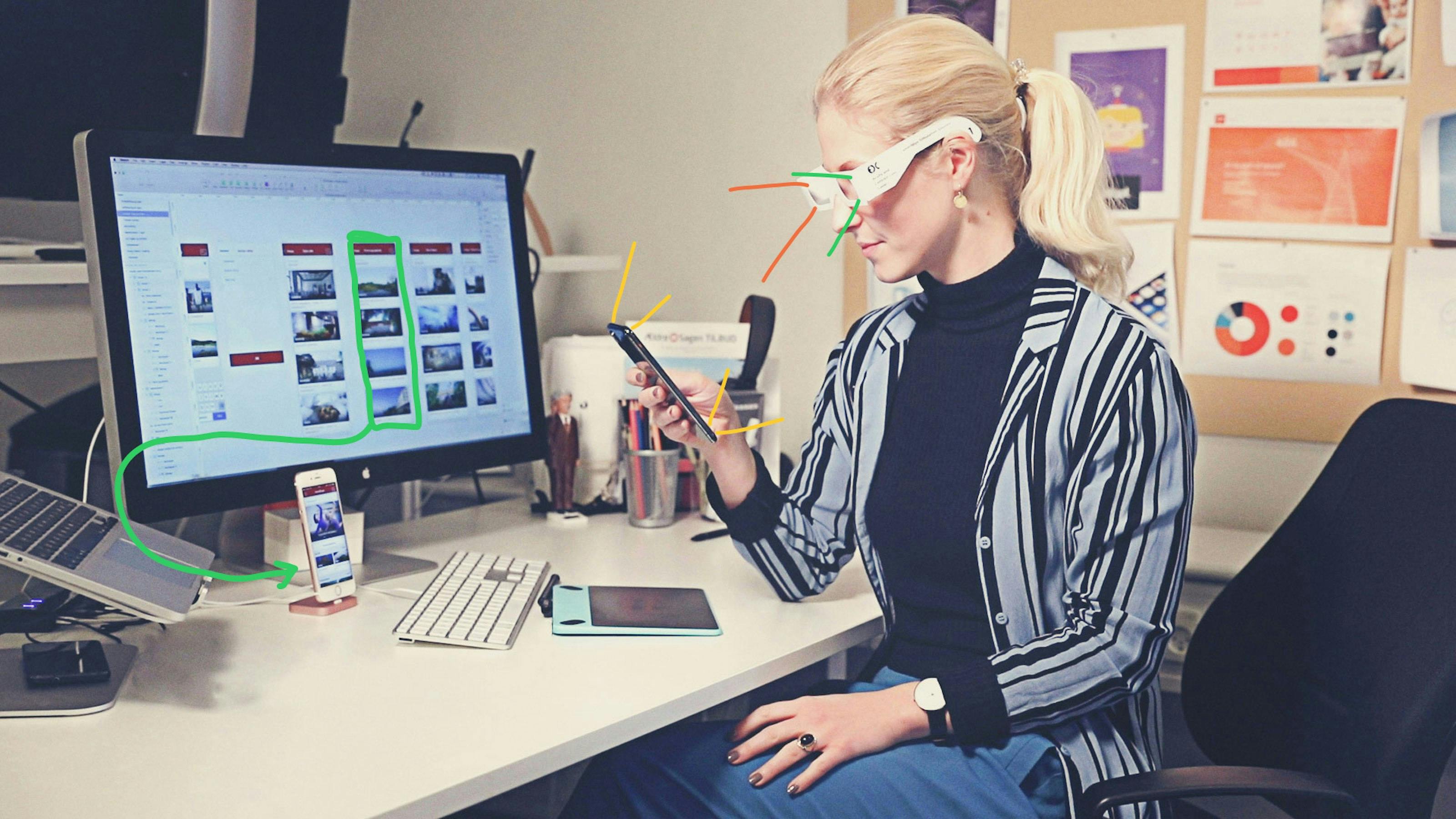 a woman using glasses to test a site for accessibility