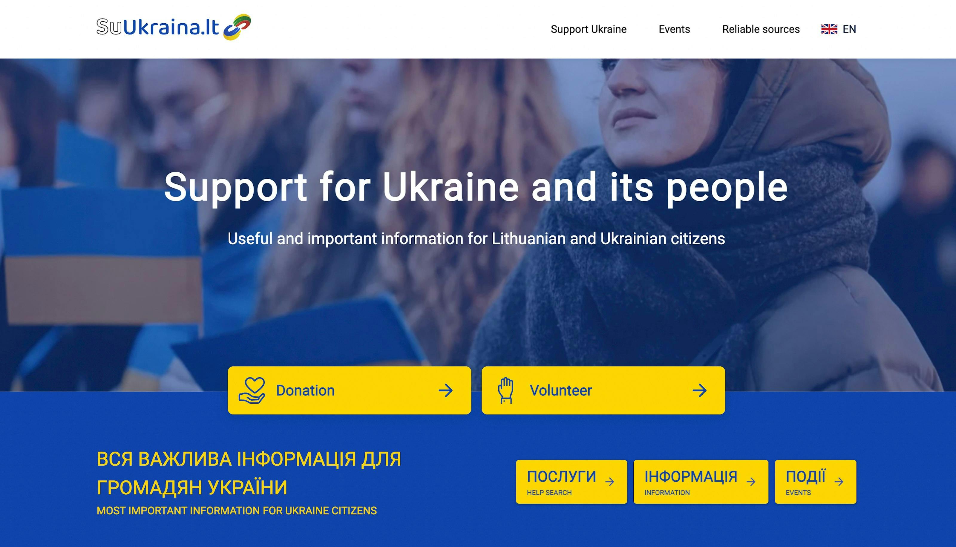 the homepage of suUkraina.lt